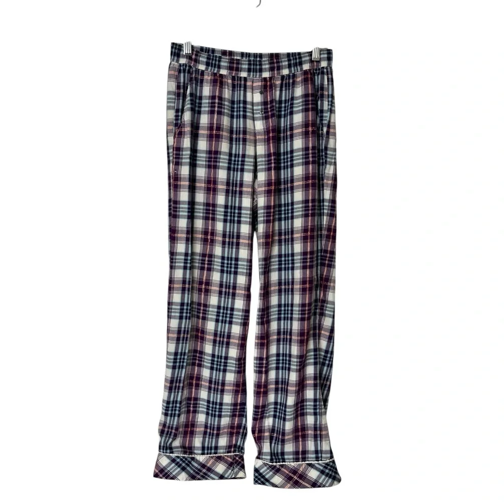 Victoria's Secret 2 Piece Pajama Plum Plaid Pants‎ Light Plum Top Women's XS